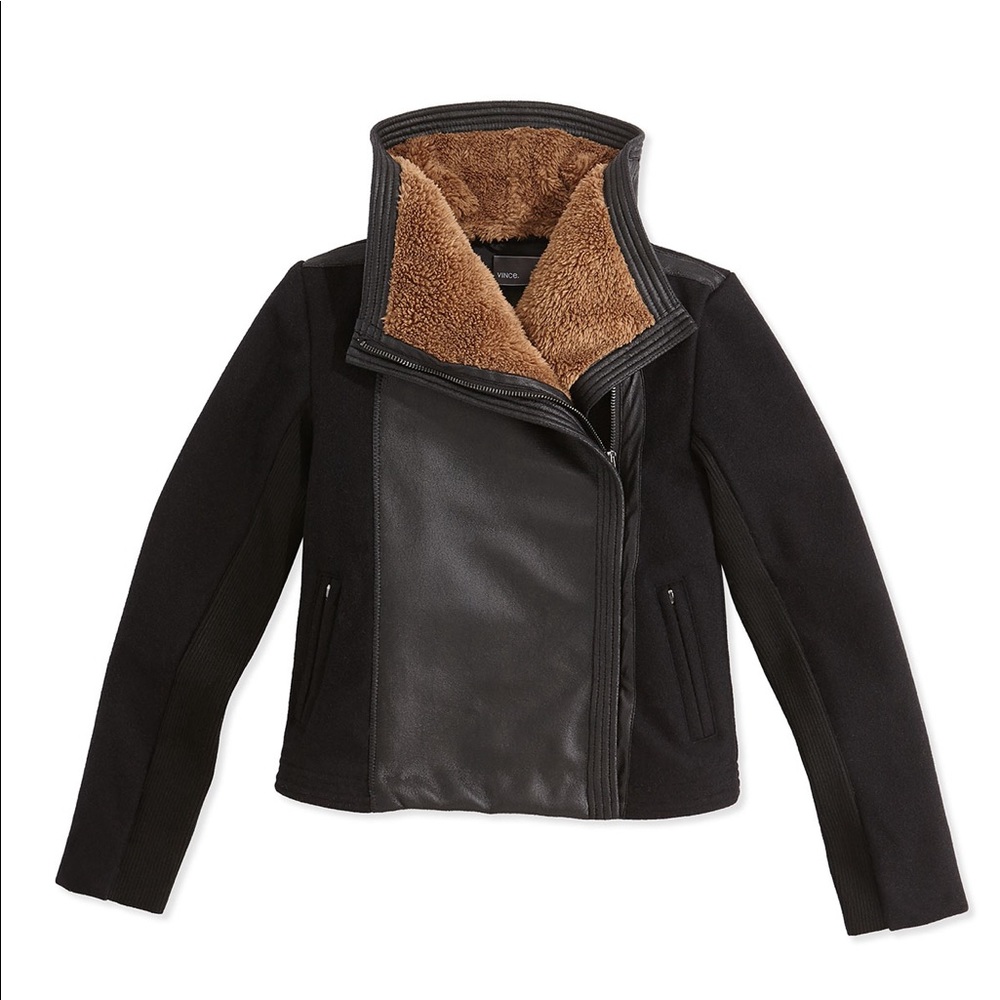 Mixed-Media Motorcycle Jacket, Black, Kids' Size XL. Can fit Adult size XS/0